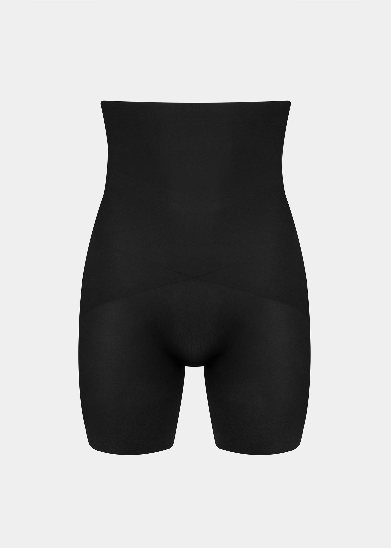 Black shapewear Hi-Bermuda on a light gray background