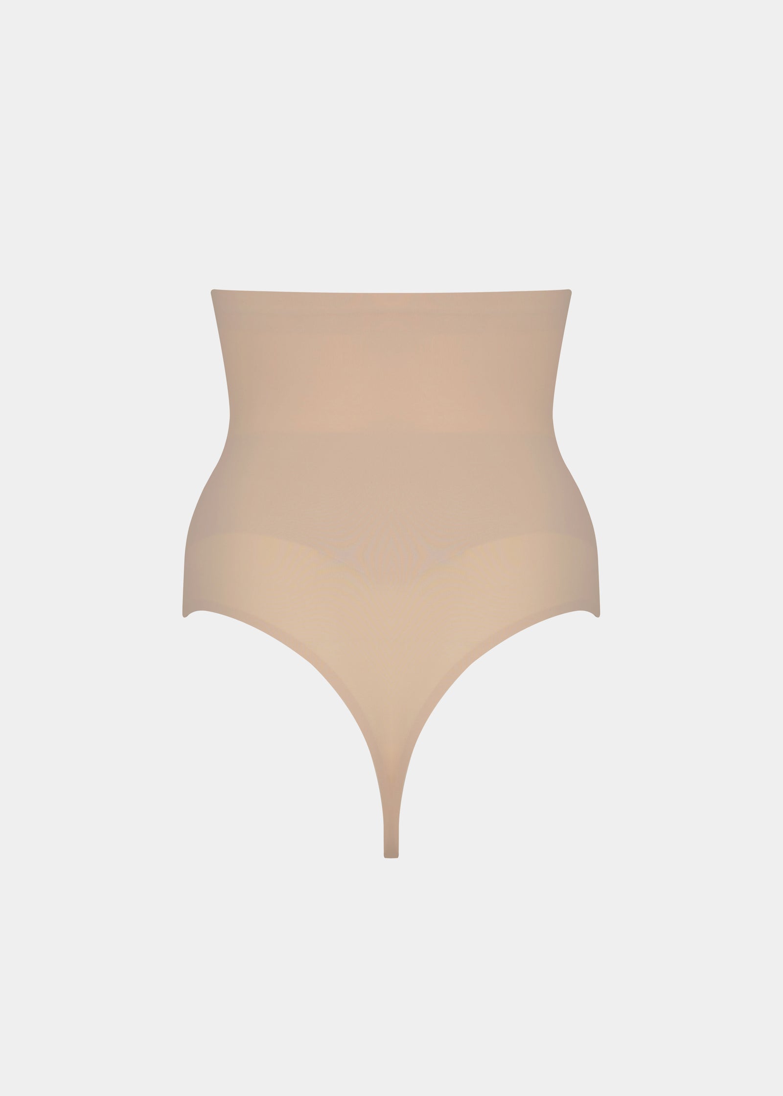 Beige high-waist thong on a white background