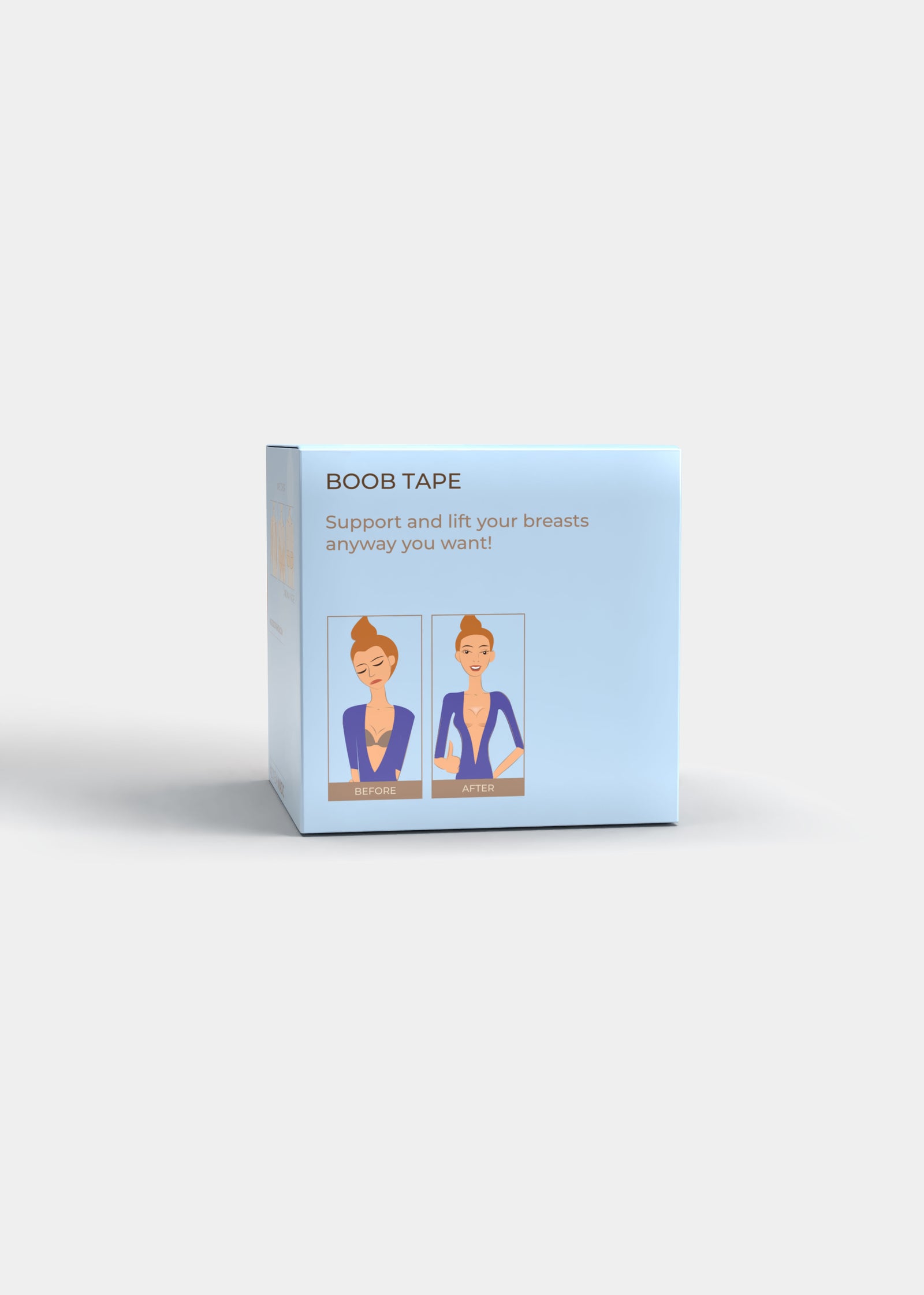 Back view of the MAGIC Bodyfashion Breast Tape packaging box, displaying product information and instructions for use.