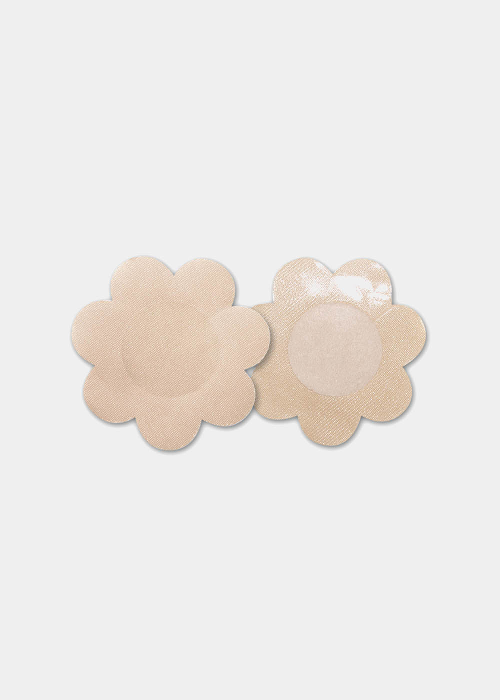 Still product image of the latte-colored Secret Covers, displayed to show both the front and back, highlighting the smooth outer surface and the soft inner layer for discreet, invisible coverage.