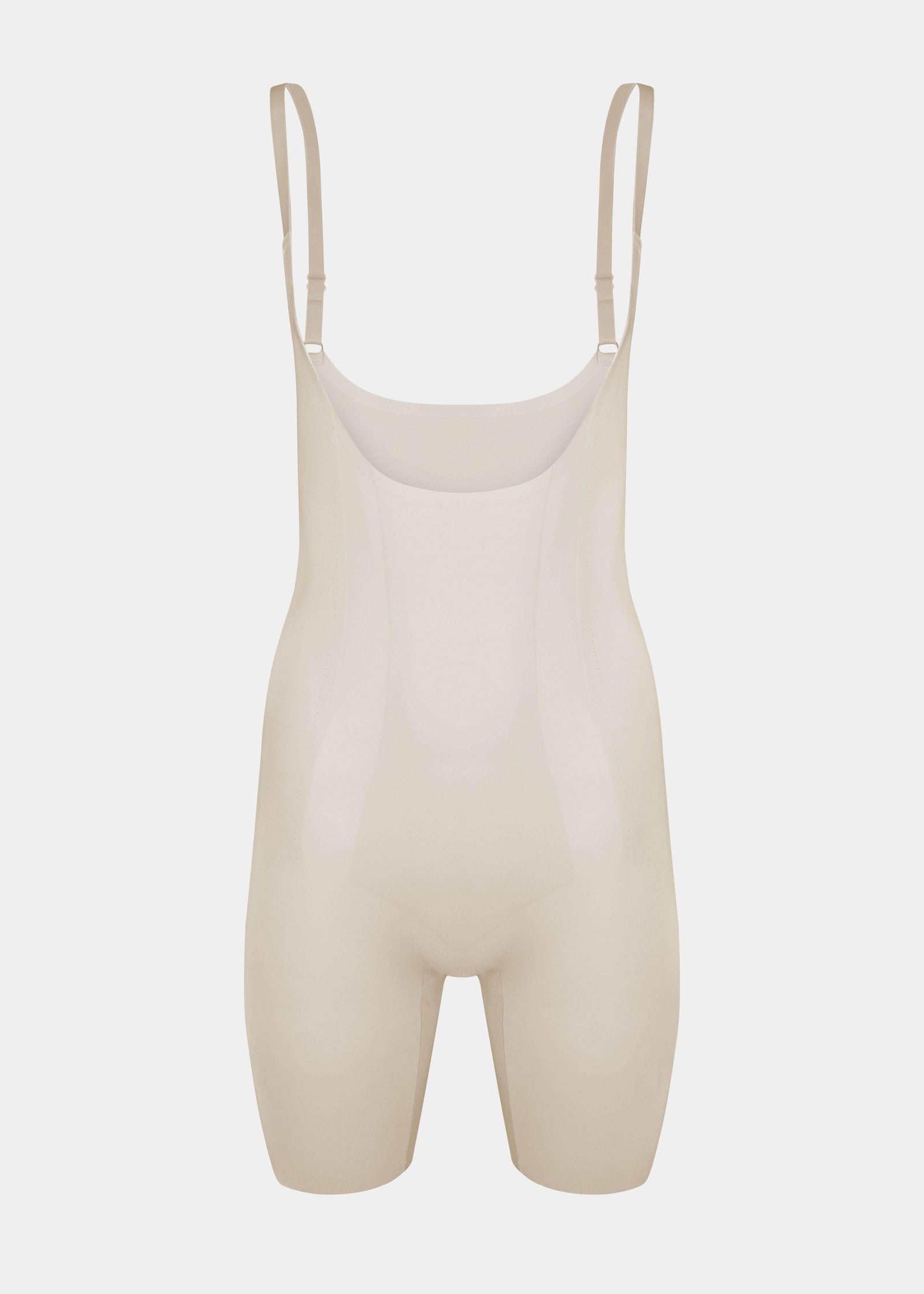 Front view of the Latte Dream Shaper Dress with a strapless design and a seamless finish.