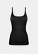 Still product image of Tone Your Body Cami in black, body-contouring sleek cami. Smooth powerful recycled fabric providing firm shaping for tummy, waist, and back, with seamless edges, no shaping at the bust, and adjustable spaghetti straps visible.