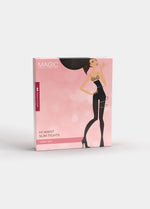 Still product image of Hi-Waist Slim Tights shown in front packaging box. Rectangular box displaying 140 denier high-waist shaping tights, with product image, color indication, and branding visible on the front panel.