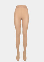 Still product image of MAGIC Tights in latte, high-waist warm fleece-lined tights. Smooth fabric providing medium shaping for tummy and waist, ladder-resistant finish, and sheer-look legs with unfleece foot section visible.