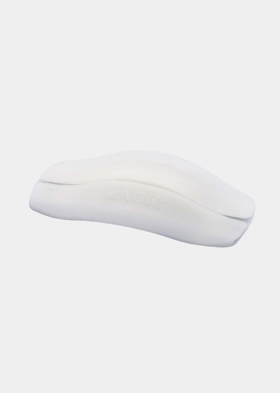 Still product image of the Magic Comfort Strap, showcasing the soft silicone anti-slip shoulder pads designed to hold bra straps in place and relieve pressure, with an opening to easily insert the bra strap.