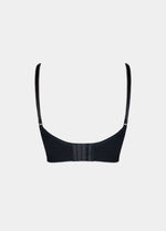 Still product image of Fancy Mama Nursing Bra in black shown from the back. Seamless wire-free nursing bra with adjustable straps, hook-and-eye closure, and smooth fabric back panel.