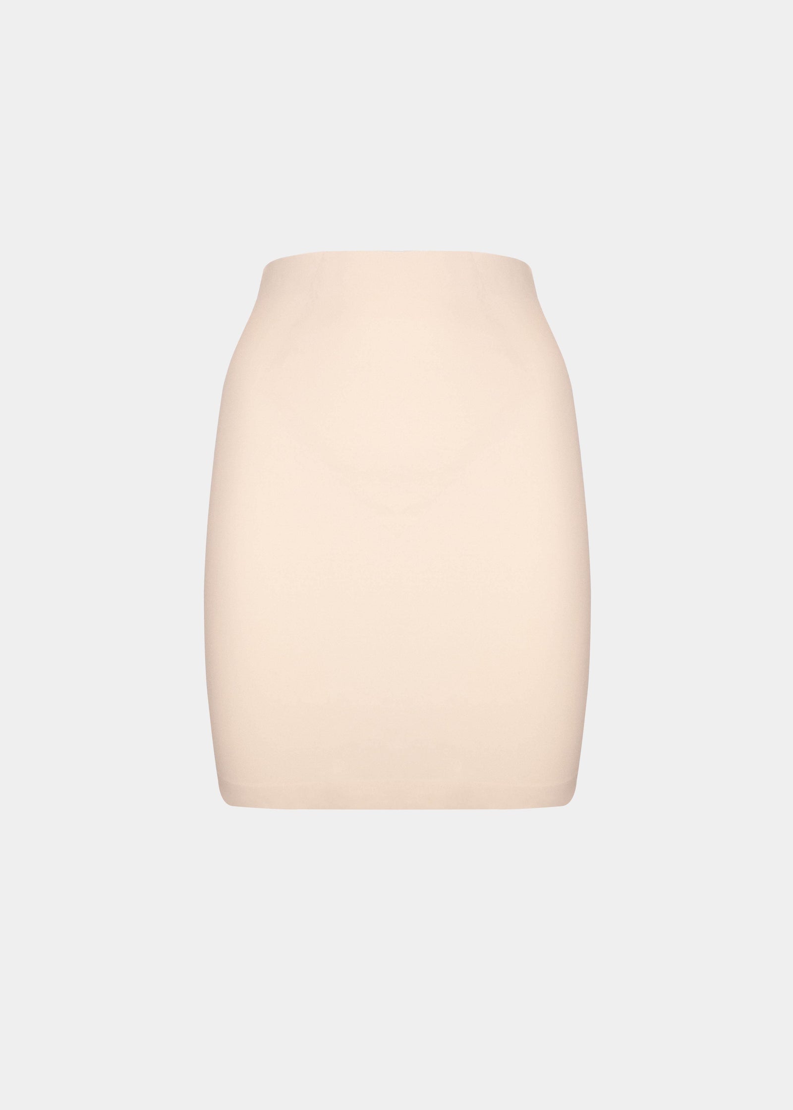 Still product image of Maxi Sexy Control Skirt in latte, high-waist shaping skirt. Smooth powerful fabric providing firm control for tummy, hips, and thighs, with built-in tummy shaping zone, silicone-trimmed hem, and seamless edges visible.