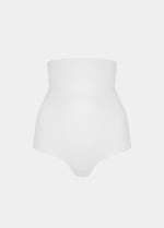 Still product image of Maxi Sexy Hi-Brief in barista, high-waist shaping brief. Smooth powerful fabric providing firm control for tummy, waist, and back, with seamless edges and silicone-trimmed waistband visible.