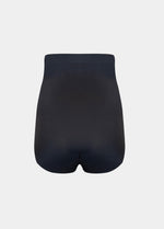 Still product image of Maxi Sexy Hi-Brief in black shown from the back. High-waist shaping brief with smooth powerful fabric, firm control for lower back and waist, seamless edges, and silicone-trimmed waistband visible.
