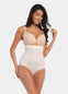 Front view of a model wearing Maxi Sexy Hi-Brief in barista, high-waist shaping brief. Smooth powerful fabric providing firm control for tummy, waist, and back, with seamless edges and silicone-trimmed waistband visible.