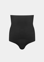 Black high-waisted hi-brief on a light gray background