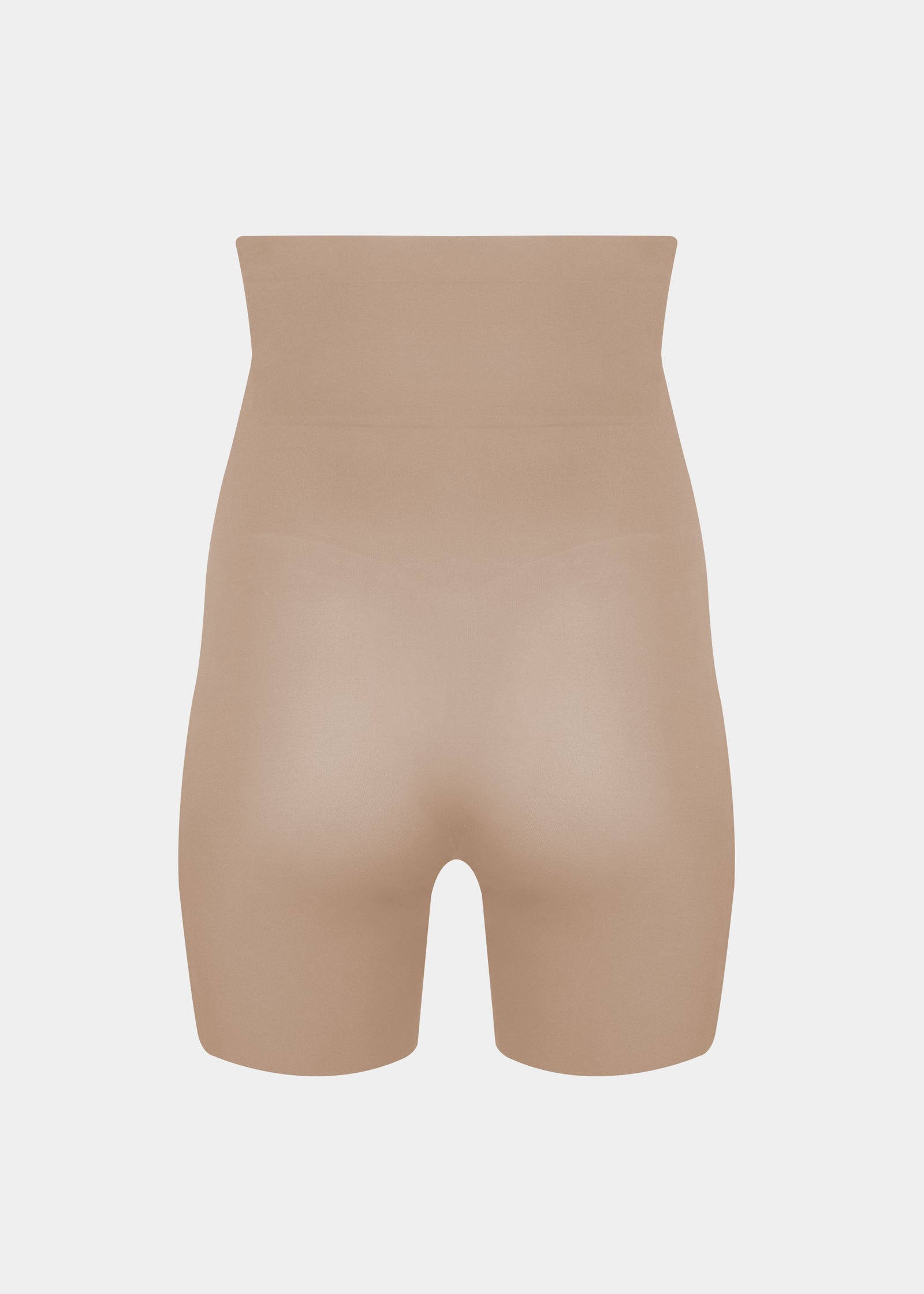 Beige shapewear Hi-Bermuda shorts on a light gray background