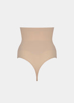 Beige high-waist thong on a white background