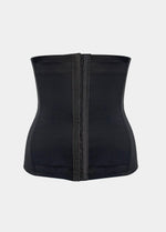 Still product image of Maxi Sexy Waistnipper in black, high-waist shaping waist cincher. Smooth strong fabric with power-net lining, built-in flexible bones for back support, and hook-and-eye front closure visible for adjustable firm control.