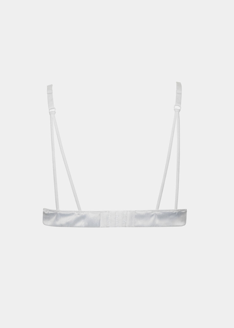 Satin Lace Bralette shown from behind on a white/greyish background