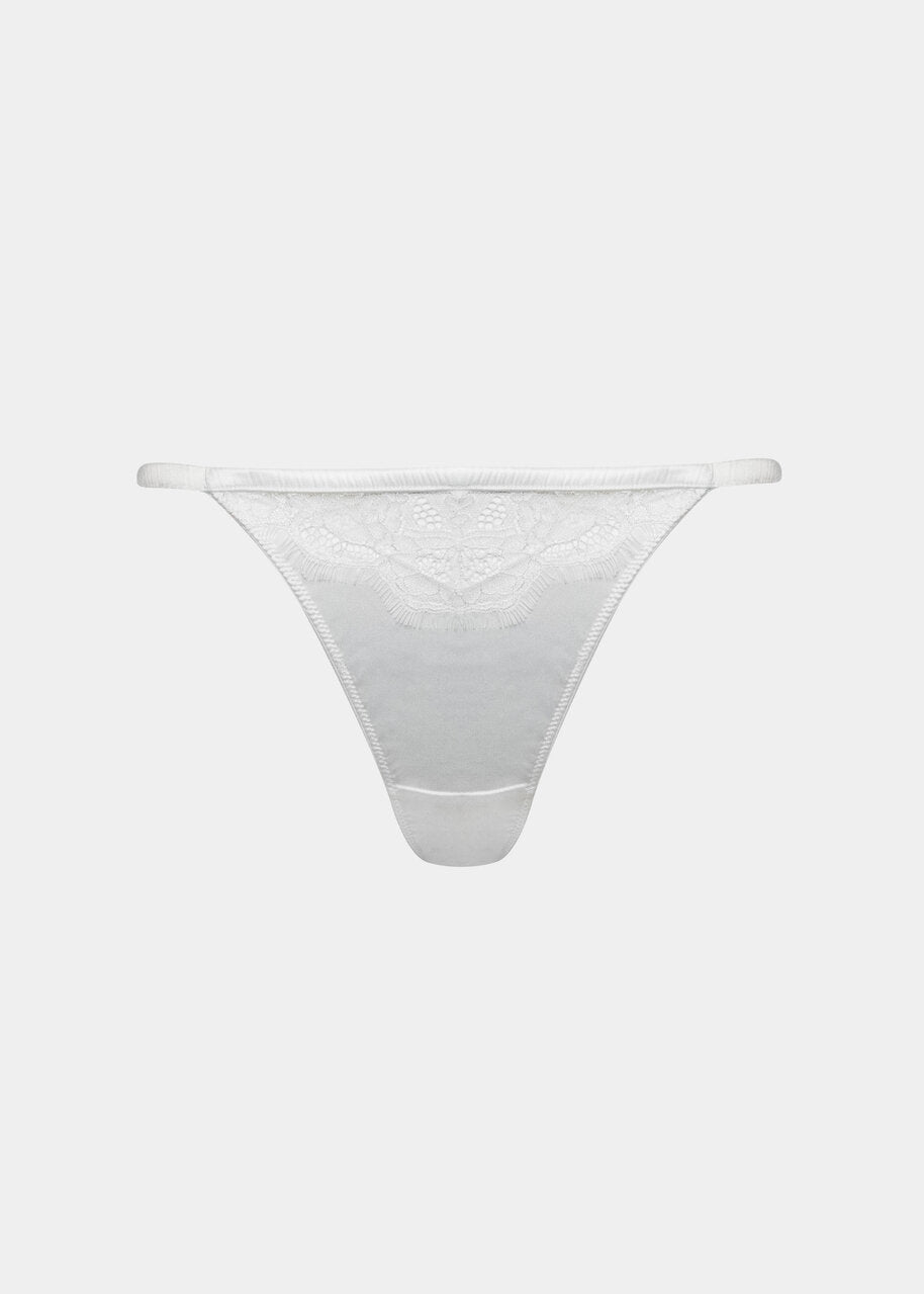 Satin Lace Thong on a white/greyish background