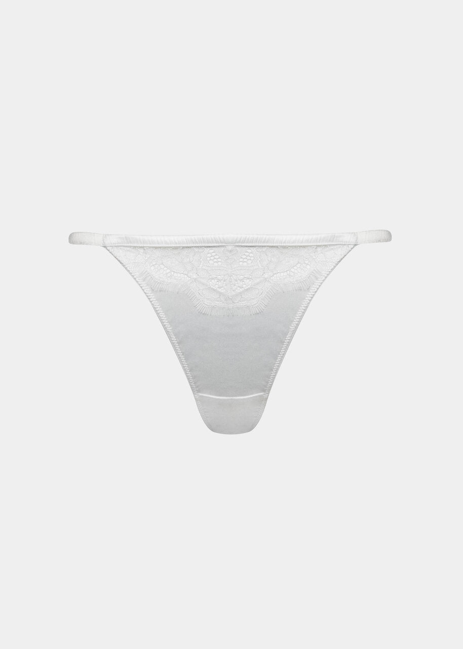 Satin Lace Thong on a white/greyish background