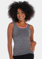 A woman wearing a gray Active Bra Top with pink trim.