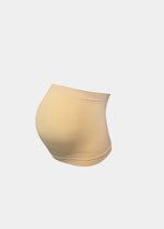 Still product image of Mama Supporting Belly Band in latte, seamless maternity band. Soft stretchable fabric with under-bump support panel and silicone trim at top and bottom, designed for extra back support and smooth fit.