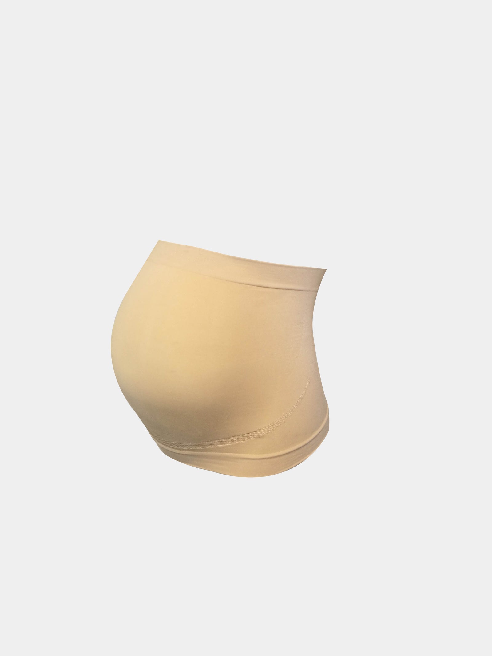 Still product image of Mama Supporting Belly Band in latte, seamless maternity band. Soft stretchable fabric with under-bump support panel and silicone trim at top and bottom, designed for extra back support and smooth fit.
