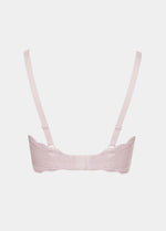 Still product image of Mama Lace Bralette in rose shown from the back. Seamless wire-free nursing bra with adjustable straps, hook-and-eye closure, and smooth fabric back panel.