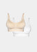Still product image of Mama Comfort Nursing Bra in latte and white, seamless wire-free nursing bras. Two bras shown flat with adjustable straps, clip-down cups, and smooth stretchable fabric visible.