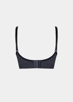 Still product image of Mama Nursing Bra Dots in black shown from the back. Seamless wire-free nursing bra with adjustable straps, hook-and-eye closure, and smooth dotted fabric back panel.