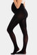 Back view cropped image of a model wearing Mama Supporting Tights in black, 80 denier maternity tights. Seamless opaque fabric covering lower back, hips, and upper legs, showing smooth stretchable material and invisible finish.