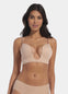This image features a model wearing a V-Bra, which is designed to be nearly invisible under clothing with low plunge necklines. The bra boasts a deep cleavage front and an extra low back, making it ideal for seamless coverage.