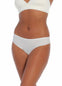 A snow white thong underwear featuring smooth, seamless fabric with smooth edges, and a cotton crotch lining.