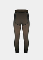 Still product image of Warm Fleece-Lined MAGIC Leggings in black shown from the back. High-waist fleece-lined leggings with smooth fabric providing medium shaping for lower back and tummy, ladder-resistant finish, and translucent-look legs visible.