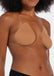 Front view of a model wearing the mocha-colored Beverly Hills Secret breast lift tapes, showcasing the ultra-thin adhesive tapes that lift and support the bust while creating a smooth, invisible look under clothing.