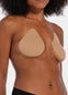 Front view of a model wearing the caramel-colored Beverly Hills Secret breast lift tapes, showcasing the ultra-thin adhesive tapes that lift and support the bust while creating a smooth, invisible look under clothing.