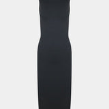 Still front product view of the doppio-colored Bodycon Dress, highlighting the sleeveless midi-length design, seamless finish, flattering bust support, and smooth, body-hugging silhouette.