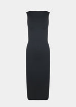 Still front product view of the doppio-colored Bodycon Dress, highlighting the sleeveless midi-length design, seamless finish, flattering bust support, and smooth, body-hugging silhouette.