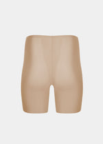 Still product image of Everyday Shaper Bermuda in cappuccino shown from the back. Mid-waisted seamless shapewear shorts with long legs to mid-thigh, smooth fabric, and seamless edges for invisible shaping under clothing.