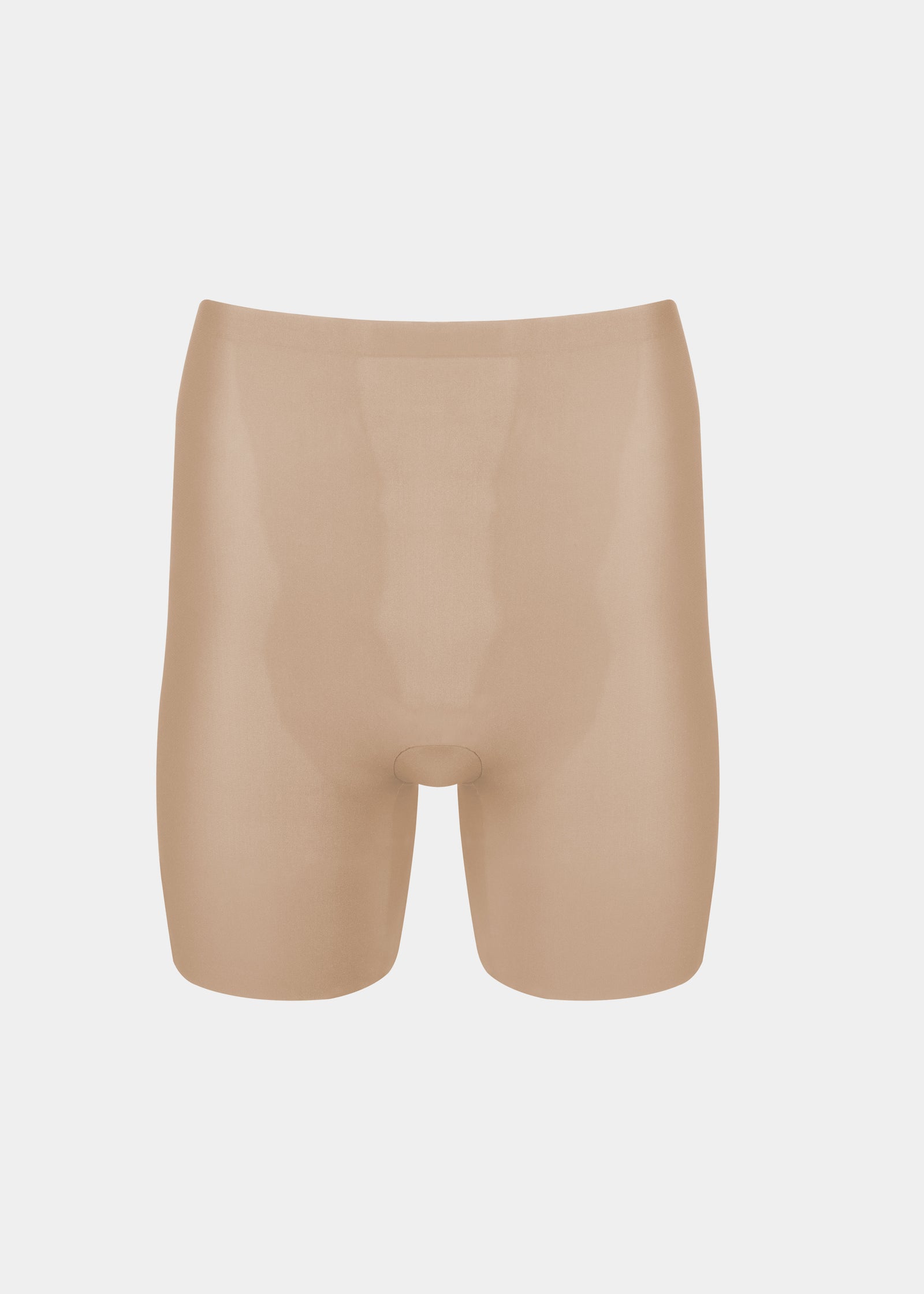 Still product image of Everyday Shaper Bermuda in cappuccino, mid-waisted seamless shapewear shorts. Long leg design extending to mid-thigh, with smooth fabric, seamless waistband, and invisible finish for light shaping under clothing.