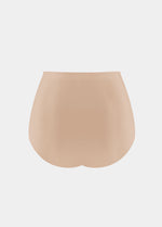 Still product image of Everyday Shaper Brief in cappuccino shown from the back. Mid-waisted seamless shapewear brief with smooth, lightweight fabric and full back coverage, designed for invisible shaping under clothing.