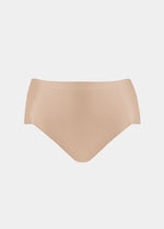 Still product image of Everyday Shaper Brief in cappuccino, mid-waisted seamless shapewear brief. Smooth, lightweight fabric with seamless waistband, full coverage front, and invisible finish designed for light shaping under clothing.