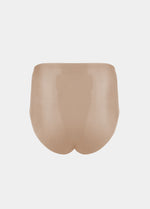 Still product image of Everyday Shaper Shorty in beige shown from the back. Mid-waisted seamless shapewear shorts with smooth fabric, short legs, and seamless edges for invisible shaping under clothing.