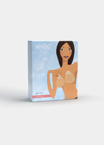 Still product image of MAGIC Lift-it’s shown in front packaging box. Rectangular box displaying adhesive silicone lifting cups with extended lift tabs, with product image and branding visible on the front panel.