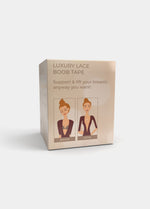 Back view of the Luxury Lace Boob Tape packaging box, displaying product information and instructions for use.