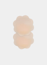 Still product image of Flower Nipples in latte, flower-shaped silicone nipple covers shown overlapping. Soft matte silicone covers with smooth edges, seamless finish, and no visible adhesive, designed to cover the nipple area.