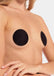 Front view of a model wearing the black MAGIC Hide Your Nipples covers, showcasing the soft fabric nipple covers that provide smooth, discreet coverage with a natural, invisible look under clothing.