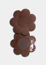Still front product view of the chocolate-colored Secret Covers, showcasing the smooth, soft nipple covers designed for discreet coverage and an invisible look under clothing.