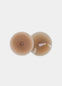 Still product image of the caramel-colored Show Your Nipples silicone nipple covers, displayed overlapping to show both the smooth outer surface and the inner skin-friendly adhesive layer.
