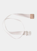 Still product image of the latte Low Back Strap, featuring a soft, durable silicone strap with hook-and-eye ends designed to create a low-back effect with any bra that has a back closure.