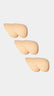 Three beige shoulderpads on a white background