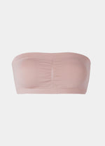 Still front product view of the rose-colored Bamboo Bandeau Bra, showcasing the strapless, wireless design in soft bamboo fabric with removable pads and a clean, seamless finish.