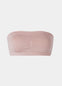 Still front product view of the rose-colored Bamboo Bandeau Bra, showcasing the strapless, wireless design in soft bamboo fabric with removable pads and a clean, seamless finish.